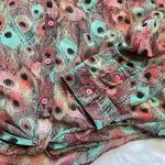 Kut From The Kloth Women's Peacock Print Semi-Sheer Tie Button Up Shirt Size L Photo 5
