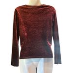 Impressions Vintage Burgandy Silver Sparkles Velvet Blouse Medium Petite Holiday Photo 1