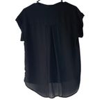 Ro & De Women's Size Small Black Sheer Office Career Button Blouse Photo 5