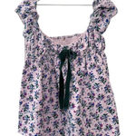 Free People Gaia Printed Lilac Floral Corduroy Bow Tunic Size XS Photo 0