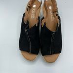 Dolcetta  Black Faux Suede Peep Toe Wedge Espadrille Sandals 8.5 Peep Toe Beachy Photo 6