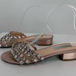 Betsey Johnson  Sophi Champagne Rhinestone Strap Flat Sandals size 8 Wedding Photo 5