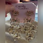 Camila Coelho Earrings NWT by , boutique brand, floral dangle drop, gold tone Photo 2