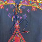 Soft Surroundings Iskra Paisley Floral Embroidered Bohemian Tunic: Navy Blue Photo 6