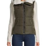 AQUA Annie Hooded Puffer Vest in Military/White Size S New w/Tag Photo 0