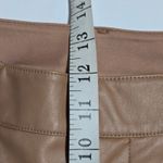 EXPRESS Women Faux Leather Pleated Trousers Tan High Waisted Cropped Pants S Minimalist Photo 5