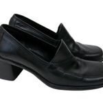Enzo Angiolini Vintage 90s Black Leather Heeled Loafers Photo 0