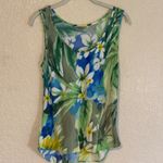 Jams World Tank Top Small Hawaiian Floral Blue Green Sleeveless Vacation Photo 1