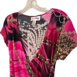 Joseph Ribkoff Chainlink Ruched Wrap Mini Dress Women's 8 Fuschia Vintage Y2K Photo 1