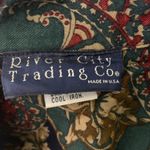 Vintage 90s Button Down Paisley Shirt S Navy Blue Collared Pocket Long Sleeves Photo 5