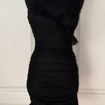 THATS SO FETCH BLACK MESH RUCHED CAMI DRESS Photo 0