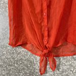 Lucky Brand Orange Sheer Embroidered Button Up Shirt - Size Small - Sleeveless Photo 2