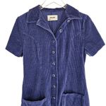 ROLLAS Corduroy Button Front Short Sleeve Mini Dress Royal Blue Size M Photo 4