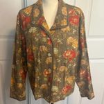 J. JILL Olive FLORAL SHABBY CHIC BLAZER Jacket Size XL Green Photo 0