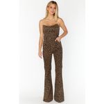 Show Me Your Mumu Sante Fe Jumpsuit in Leopard Latte Denim M Photo 1