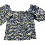 Inc international $60  Concepts Tiger Stripe Smocked Top Blue Size Medium Stretch Photo 0