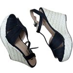 Candie's Black Wedge Sandals with Ankle Strap Photo 2