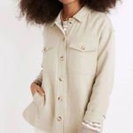 Madewell  Shirt Jacket Womens S Oatmeal Beige Waffleback Branner Pockets Button‎ Photo 0