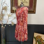Free People  Heartbeats Floral Boho Long Sleeve Jersey Mini Dress - Sz S 💛🎀 Photo 5