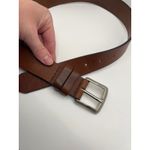 Brown Leather Belt Full Grain Silver Buckle Handcrafted in America Size 30 75 Photo 5