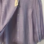 Daniel Cremieux  Purple Puff Sleeve Mandarin Collar Blouse Photo 4