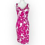 Trina Turk Trina  Zile Dress Women's 2 Pink White Floral Knit Ruffle Sleeveless Photo 2