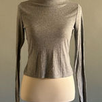 Old Navy  Reversible UltraLite Mock Neck Rib Knit Ruched Top | Size: S | Gray Photo 0