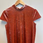 Madewell  NWT Crushed Velvet Tie Back Mockneck Mini Dress Coral Mod Retro Medium Photo 4
