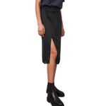 Ba&sh  Matthews Skirt Women's 1 Black Satin Midi Ruched Pleated Slit Button Photo 1