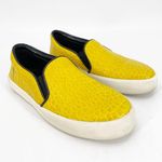 Burberry  Yellow Croc Textured Leather Slip-On Flat Sneakers Size 35 Photo 0