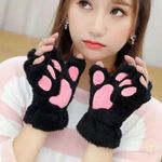 🆕Black Fingerless Cat Paw Gloves Photo 0