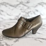 Easy Street  Booties Pewter Faux Leather Snake Embossed Strap 7.5 Shootie Chic Photo 10