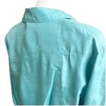 Partners Women’s Vintage 100% Silk Shirt Teal Long Sleeve Shoulder Pads Small Blue Photo 5
