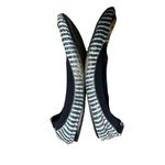 Tory Burch Caroline 2 Snake-Print leather Ballet Flat Navy/Ivory striped 8.5 Photo 11