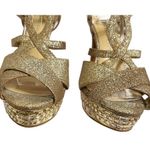 Gianni Bini “Myra” Platform Champagne Gold Sandals Strappy Stiletto Heel 8.5 EUC Photo 3