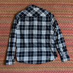 JACKS GIRLFRIEND BEA BLACK & WHITE FLANNEL PEARL SNAP LONG SLEEVE Size M Photo 3