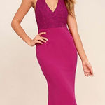 NEW‎ LULUS Love Potion Lace Halter Maxi Dress Pink Size L Photo 0