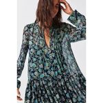 Free People  Bohemian See it through Maxi Dress Twilight Floral Retro 70s Large Photo 11