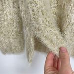 Soft Surroundings  Gold Fuzzy Metallic Pullover Sweater Womens M Crew Neck Casual Photo 1