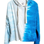 Te Verde Tie Dye Hoodie Sweatshirt Women's Size Large Blue White Long Sleeve Photo 0