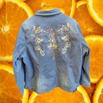 Tantrums Women's Embroidered Denim Jacket Medium Wash Long Sleeve Blue XL Photo 7