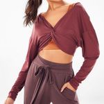 Fabletics | Liv Twist Front Cropped Hoodie Wine Photo 1
