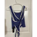 Lulus NWT  Women’s Blue Stripe Crop Top‎ Cross Back Large 0186 Juniors Photo 3