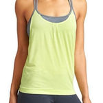 Athleta  Essence Energize Sports Bra‎ Tank Top Sz Medium Fluorescent Green / Grey Photo 0