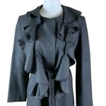 Erotokritos Wool Ruffle Front Belted Long Coat Gray Dressy 2 Photo 1