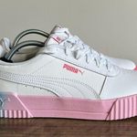 Puma Carina L Interest Leather Shoe White / Sun Kissed Coral Women's Size 9 2551 Photo 2