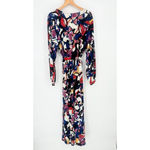 Eloquii Havana Floral Faux Wrap Maxi Dress Sz 16 Slit Long Sleeve Belted Slinky Photo 2