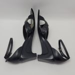 Coldwater Creek Cross Over Stitch Low Wedge Ankle Strap Leather Upper Sandal Black Size 9.5 Photo 8