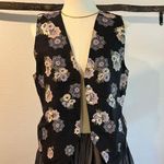 Karen Scott  Vintage Black Floral Print Pearl Button Front Vest Top Size Small Photo 3