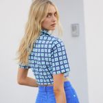 ZARA NWT  GEOMETRIC PRINT CROP POLO TOP BLOGGERS FAV FLORAL MEDIUM Photo 6